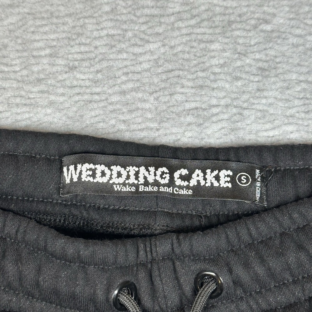Wedding Cake Flared Joggers Womens S Embroidered Patch Logo Black Stretch - Picture 2 of 14